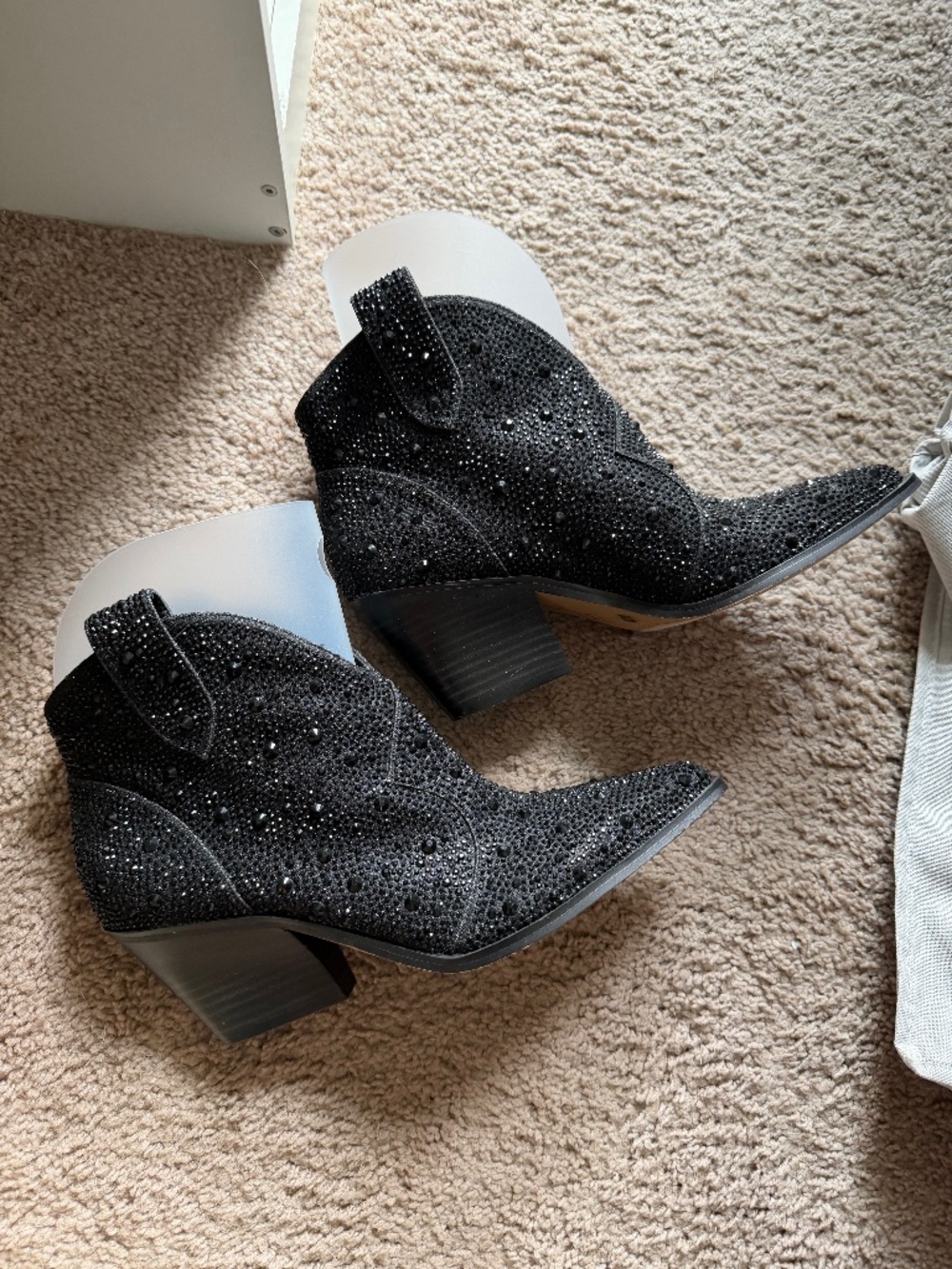 Jessica Simpson Black Rhinestone Western Ankle Booties Women's Size 8